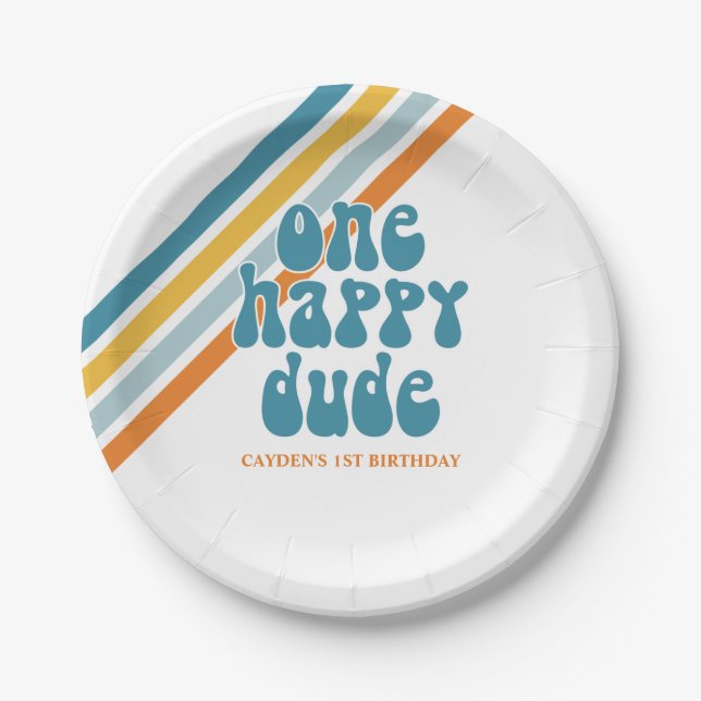 Assiettes en papier pour anniversaire One Happy Du (Devant)