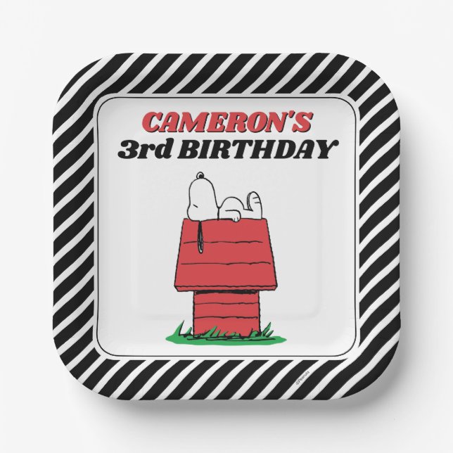 Assiettes en papier pour anniversaire Peanuts Snoo (Recto)