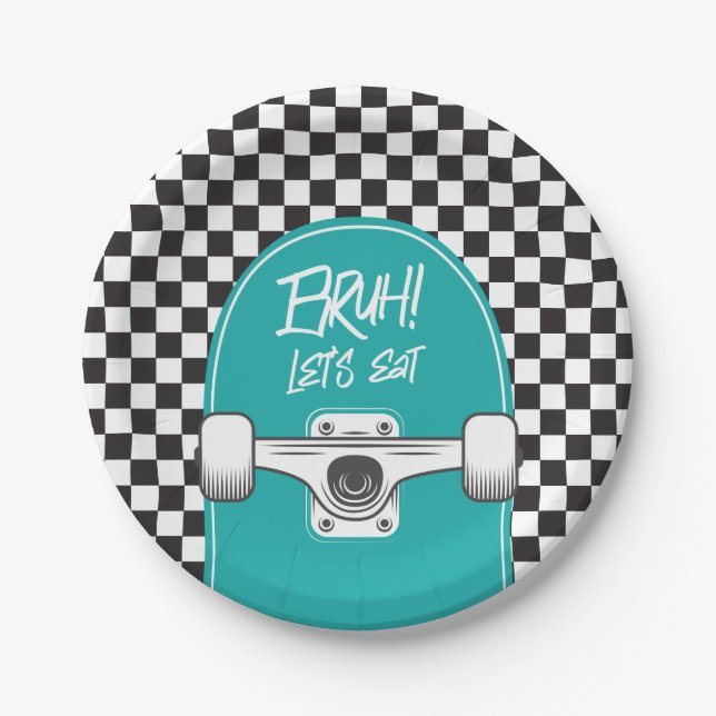 Assiettes en papier pour anniversaire Skateboard B (Devant)