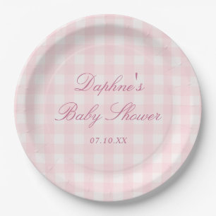 Assiettes en papier pour Baby Shower à carreaux ro