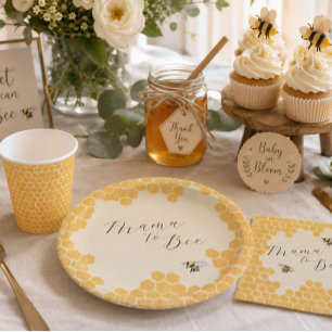 Assiettes en Papier pour Baby Shower Abeille à Mie