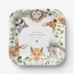 Assiettes en papier pour Baby Shower Animaux de la