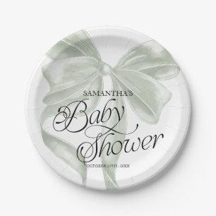 Assiettes en papier pour baby shower avec ruban co