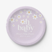 Assiettes en papier pour Baby Shower bohème aux li
