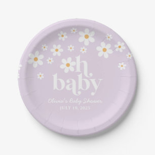 Assiettes en papier pour Baby Shower bohème aux li