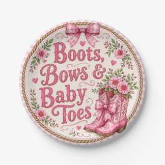 Assiettes en papier pour Baby Shower Cowgirl Rose 