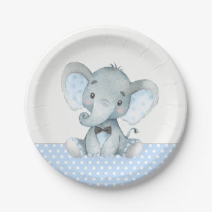 Assiettes en papier pour Baby Shower éléphant bébé
