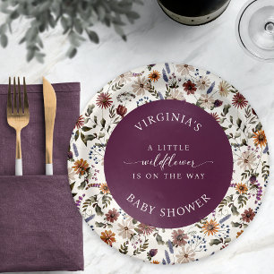 Assiettes en Papier pour Baby Shower Fleur Sauvage