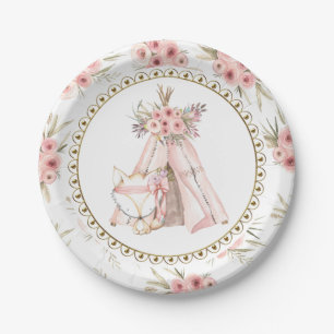 Assiettes en papier pour Baby Shower Fox TeePee Tr