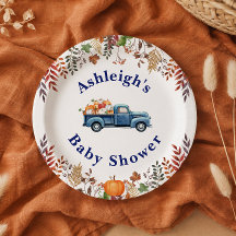 Assiettes en papier pour Baby Shower Little Pumpki