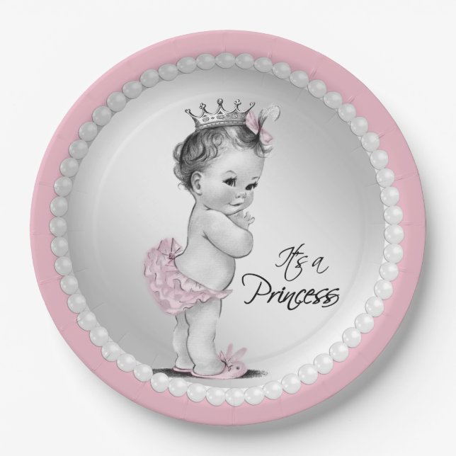 Assiettes en papier pour Baby Shower Princesse Per (Devant)