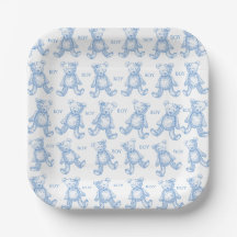 Assiettes en papier pour baby shower Teddy