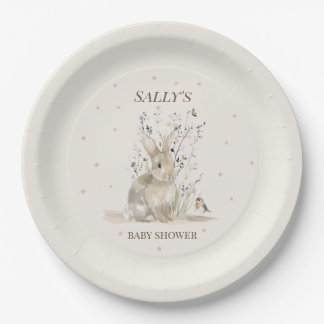 Assiettes en papier pour Baby Shower Woodland Rabb