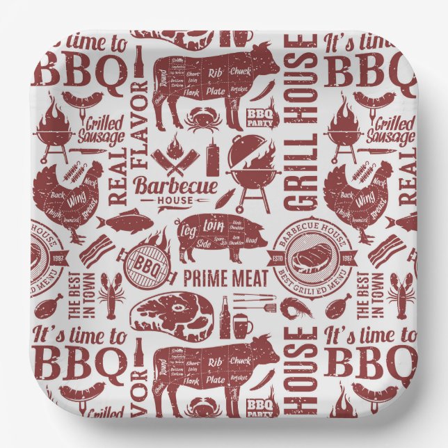 Assiettes en papier pour barbecue, Décoration de f (Recto)