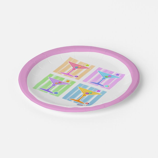ASSIETTES EN PAPIER POUR COCKTAILS - MARTINIS POP  (Angle)
