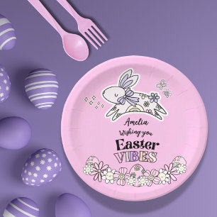 Assiettes en Papier pour Dessert de Pâques – Lapin