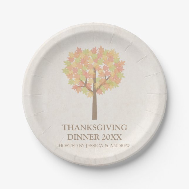 Assiettes en papier pour dîner de Thanksgiving à m (Devant)