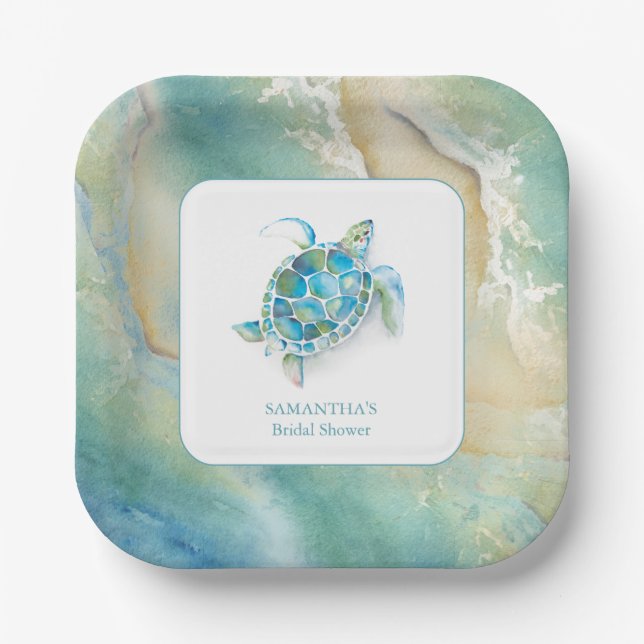 Assiettes en papier pour douche de mariée Aquarell (Recto)