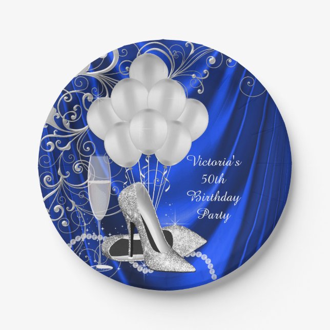 Assiettes en papier pour fête chaussure argentée b (Devant)