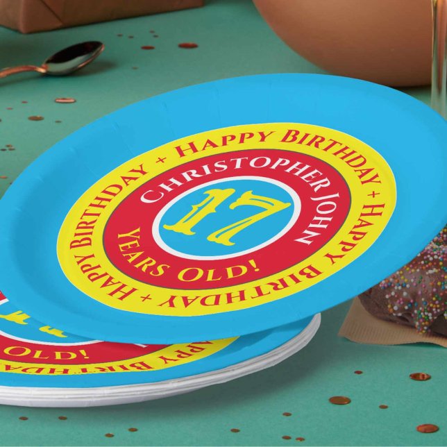 Assiettes en papier pour fête d'anniversaire 17 an (Créateur téléchargé)