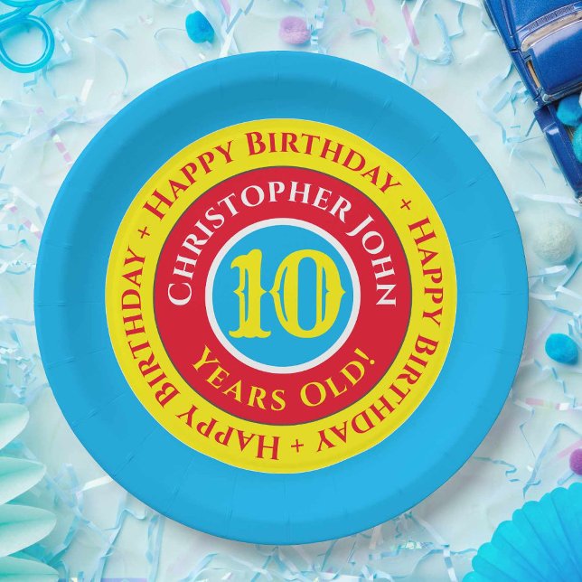 Assiettes en papier pour fête d'anniversaire de 10 (Créateur téléchargé)