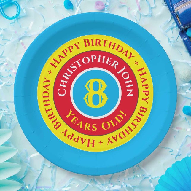 Assiettes en papier pour fête d'anniversaire de 8  (Créateur téléchargé)