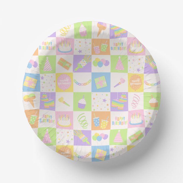 Assiettes en papier pour fête d'anniversaire paste (Recto)