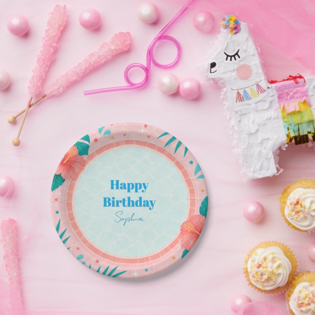 Assiettes en papier pour fête d'anniversaire Pink  (Fête)