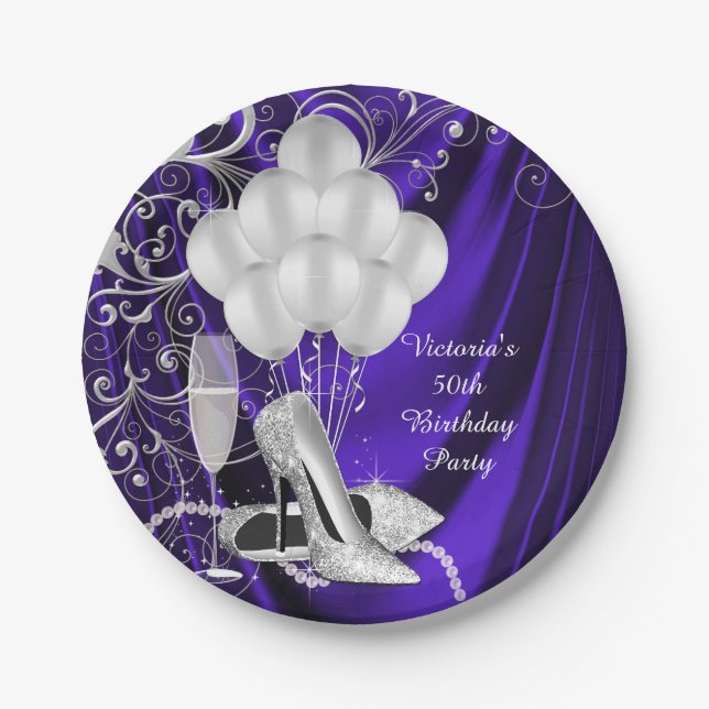 Assiettes en papier pour fête de chaussures argent (Devant)