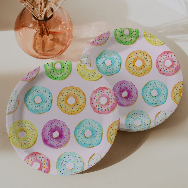 Assiettes en papier pour fête de donuts (Donut Party Paper Plates)