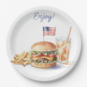Assiettes en Papier pour Fête de Hot-Dogs et BBQ d