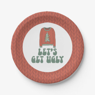 Assiettes en papier pour fête de Noël avec pull mo