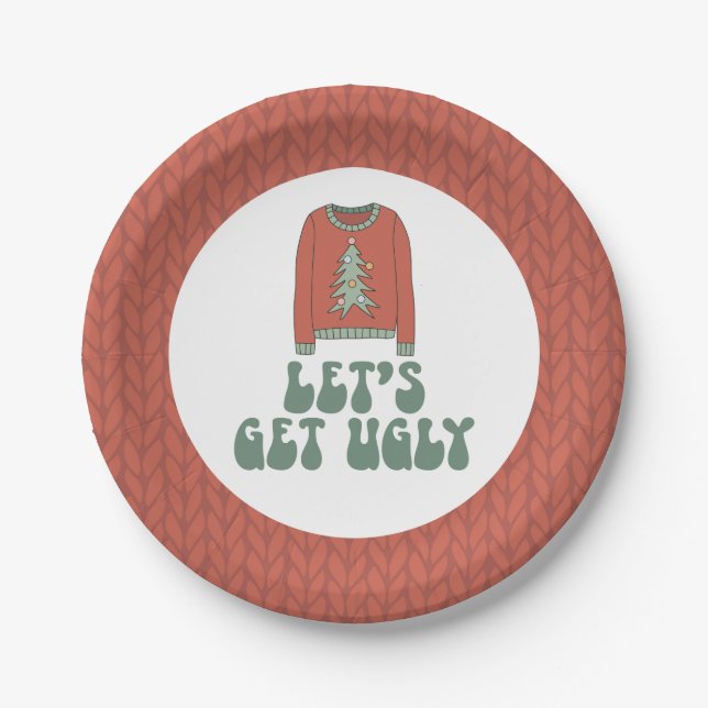 Assiettes en papier pour fête de Noël avec pull mo (Devant)