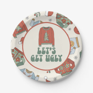 Assiettes en papier pour fête de Noël avec pull mo