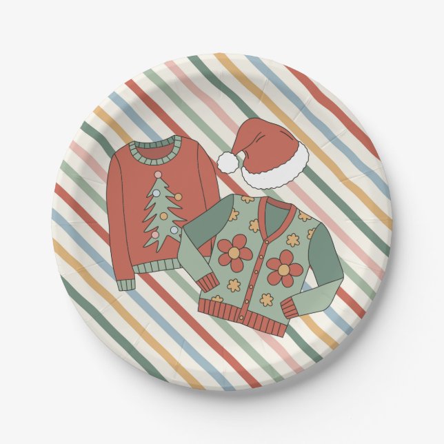 Assiettes en papier pour fête de Noël avec pulls m (Devant)