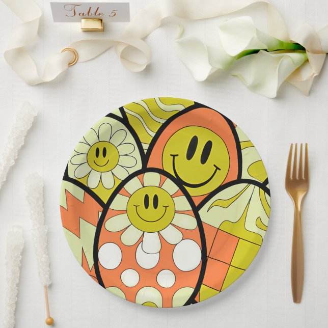 Assiettes en papier pour fête de Pâques avec visag (Mariage)