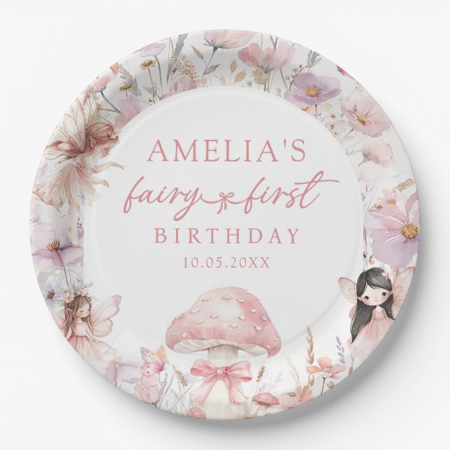 Assiettes en papier pour fête de premier anniversa (Devant)