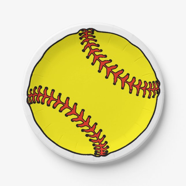 Assiettes en papier pour fête de softball (Devant)