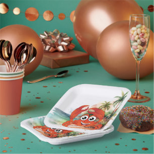 assiettes en papier pour fête des amoureux de crab
