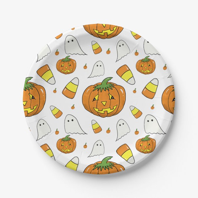 Assiettes en papier pour fête d'Halloween (Devant)