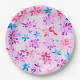 Assiettes en papier pour fête florale artistique "