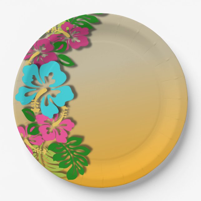 Assiettes en papier pour fête luau hawaïenne (Devant)