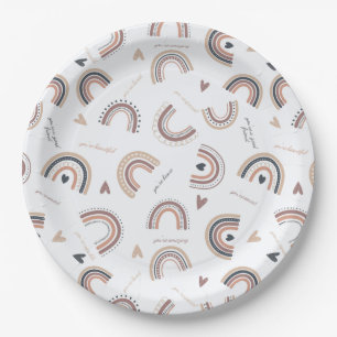 Assiettes en papier pour fête thème arc-en-ciel Bo