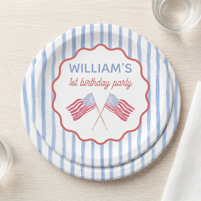 Assiettes en papier pour garçon avec thème 4 juill (Créateur téléchargé)