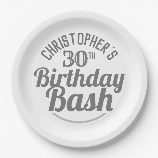 Assiettes en papier pour la célébration d'un 30e a (Devant)