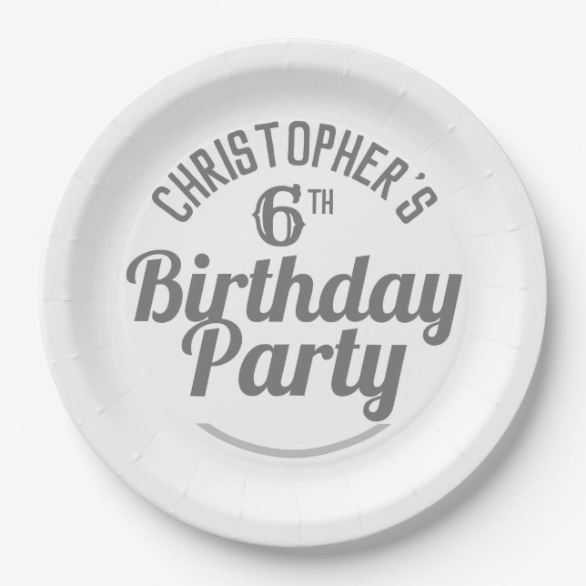 Assiettes en papier pour la célébration d'un 6ème  (Devant)
