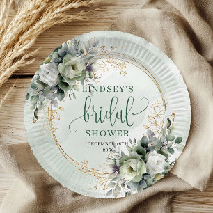 Assiettes en papier pour la douche de mariée à la
