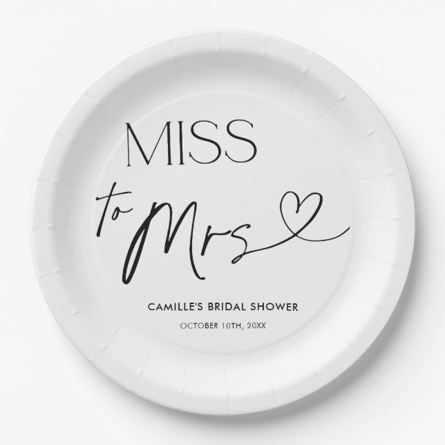 Assiettes en papier pour la douche de mariée à typ (Devant)