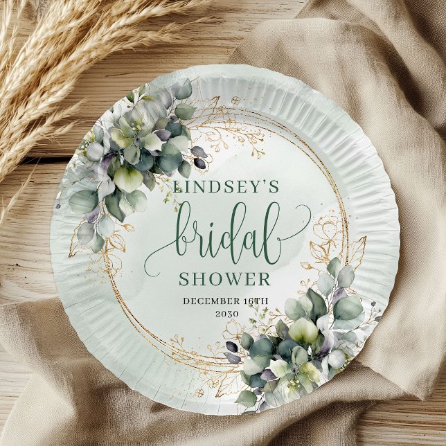 Assiettes en papier pour la douche de mariée botan (Watercolor Botanical Bridal Shower Paper Plates)