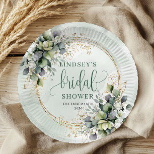 Assiettes en papier pour la douche de mariée Eucal